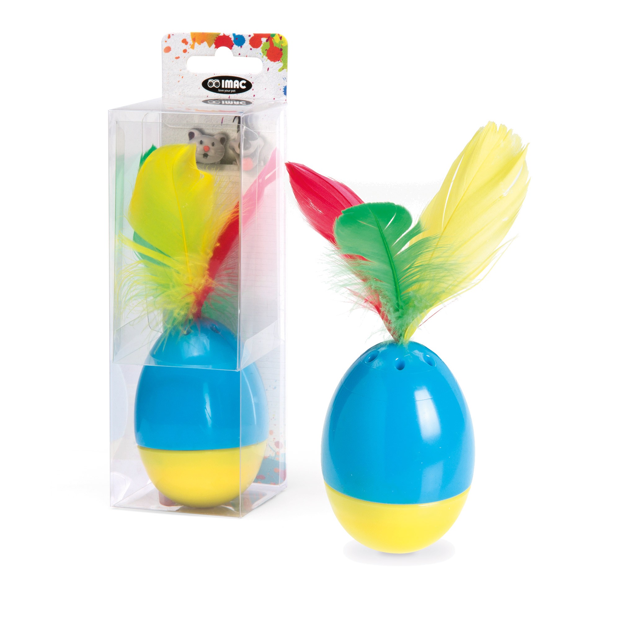 OVAL CAT TOY WITH FEATHER