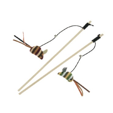CANE WITH COLOURFUL FABRIC MICE