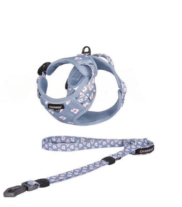 Dogness Floral Printed Harness - Blue - Large