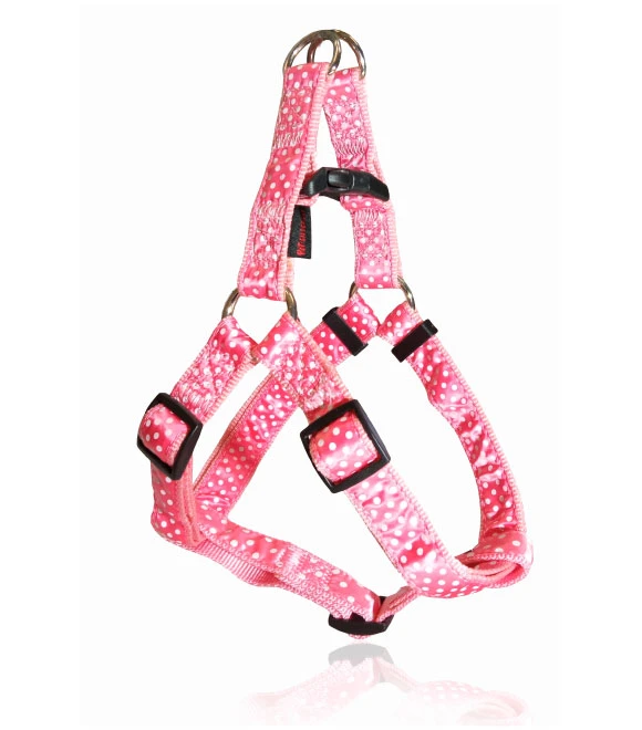 Pet Interest Dog Harness Dots Pink - Large