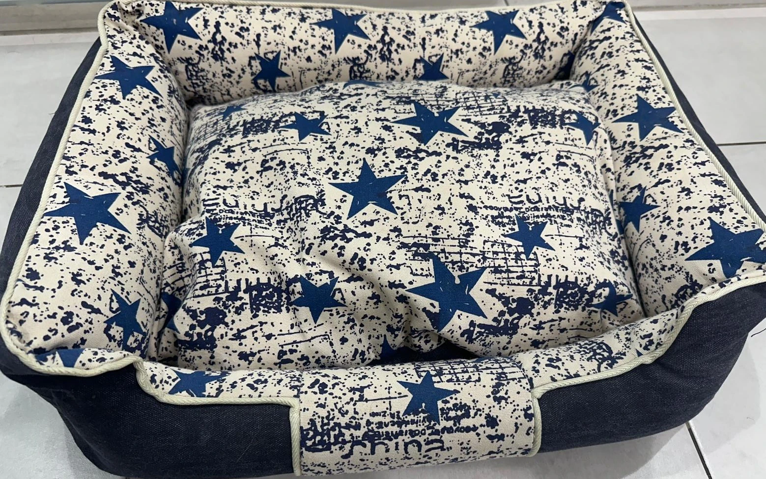 Pet Bed - Stars Washable Dog Bed - Blue, Small
