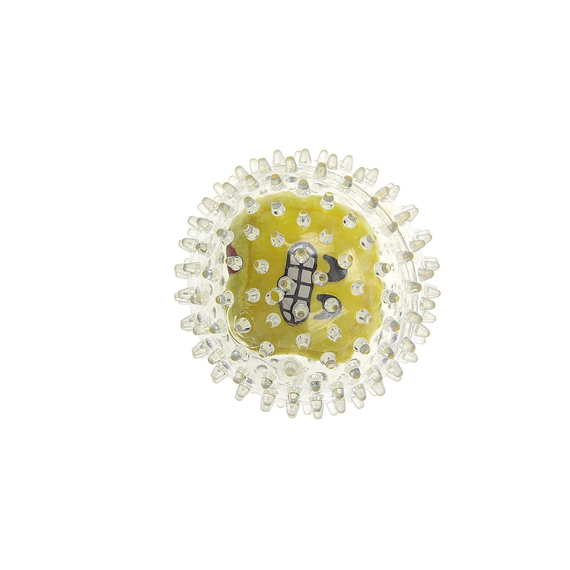 DOG DENTAL TOY: SPIKY W/PLUSH CUBE BALL-EMOJI TPR