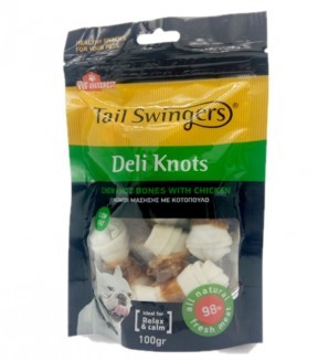 Tail Swingers Deli Knot Rawhide W/Chicken 100g