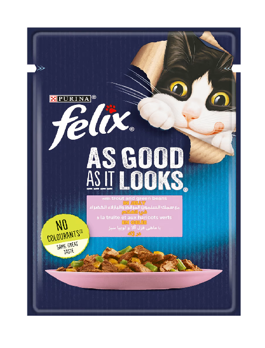 Purina Cat Food Felix Trout & Green Bean In Jelly