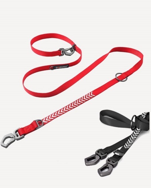 Dogness Reflective MultiFunctional Leash Red M-L