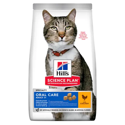 HILL'S Oral Care Adult Cat Food w/ Chicken 1.5kg