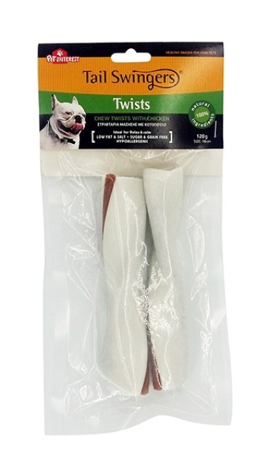 Pet Interest Tail Swingers Twists Chew W/Chicken 120g