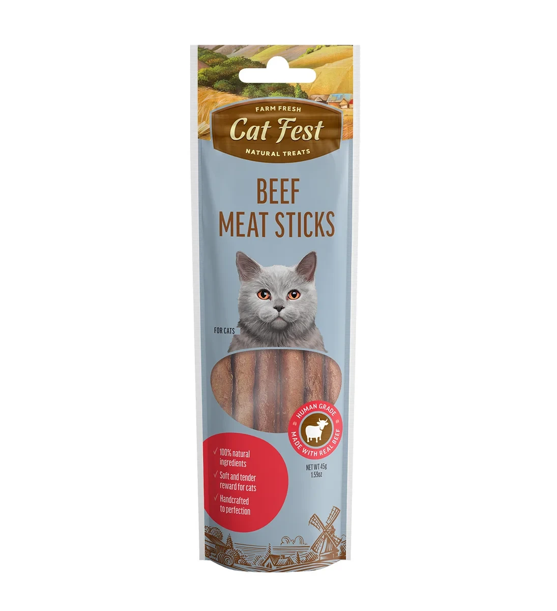 Cat treats fresh farm - Beef meat sticks 45g
