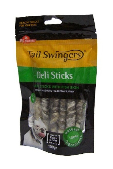 Pet Interest Tail Swingers Sticks W/Fish Skin