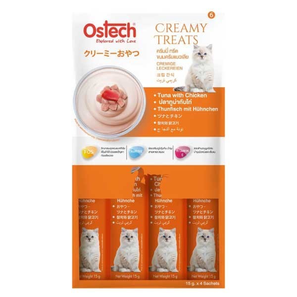 OSTECH CREAMY TREATS TUNA WITH CHICKEN 15G
