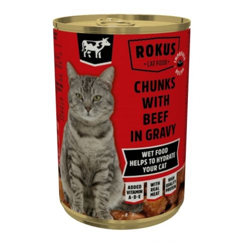 Rokus Chunks w/Beef in Gravy 415g