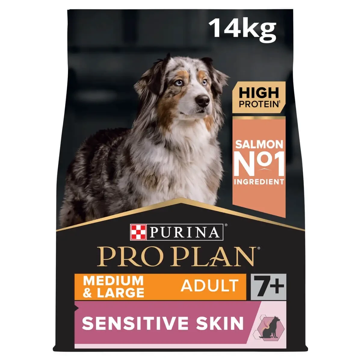 PRO PLAN Medium and Large Adult 7+ Sensitive Skin Salmon Dry Dog Food 14KG
