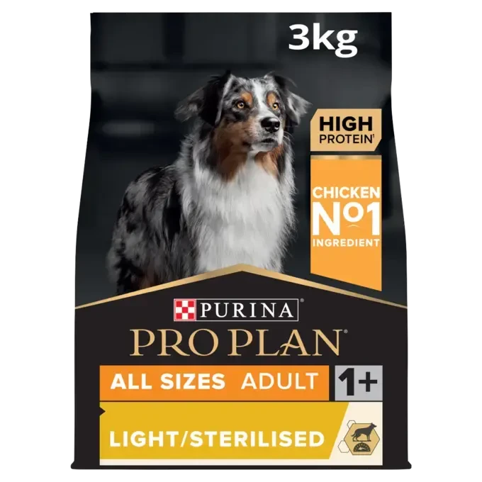 PRO PLAN Light/Sterilised Chicken Dry Dog Food 3KG