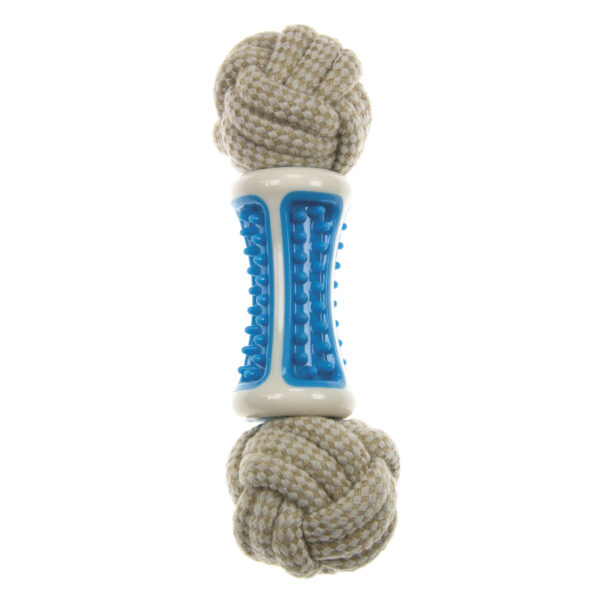 DENTAL BONE IN NYLON & TPR W/DOUBLE BALL IN CORD - AVC Pet Store