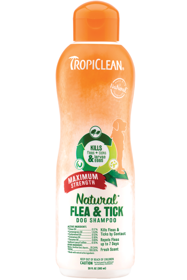 TROPICLEAN NATURAL FLea & TIck Dog SHAMPOO - AVC Pet Store