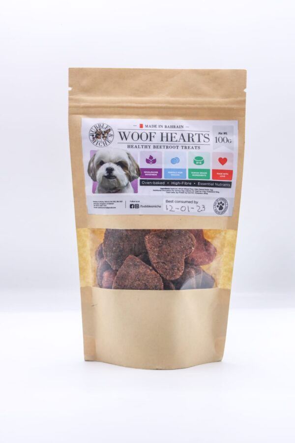 Woof Hearts ( beetroot biscuits) 100 g - AVC Pet Store