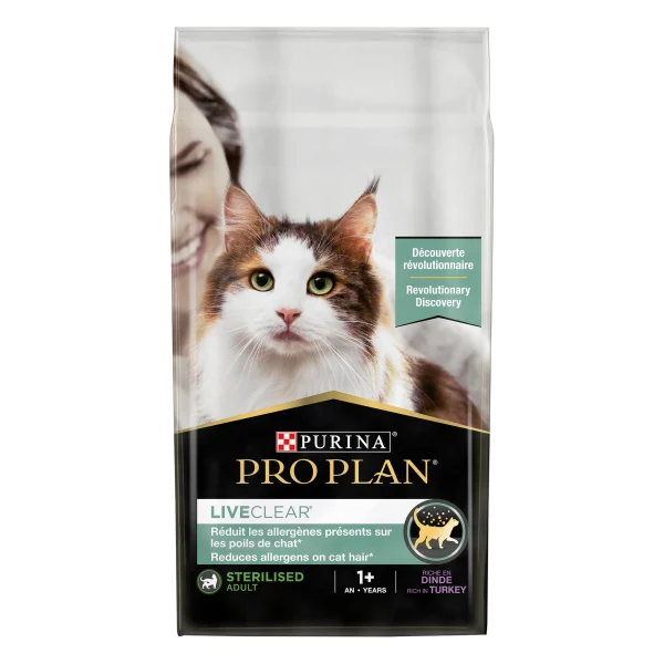 Purina Pro Plan LiveClear Sterilised Adult, Allergen-Reducing Dry Cat Food, Rich in Turkey 1.4kg
